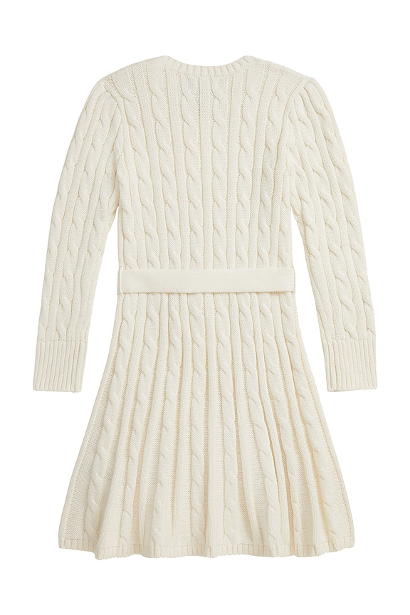 view 2 of 2 Long Sleeve Classic Cable Sweater Dress in Clubhouse Cream
