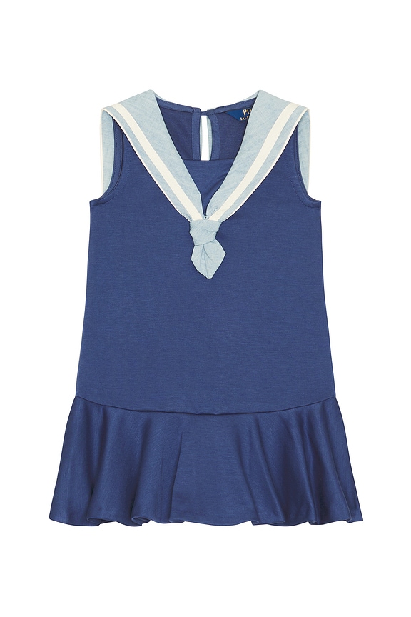 view 1 of 2 Sleeveless Ponte Nautical A-line Dress in Light Navy