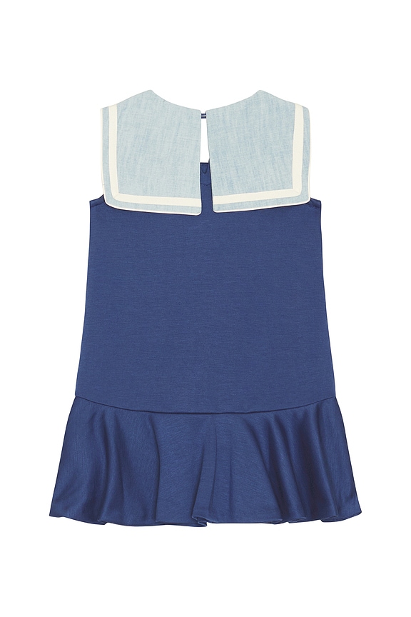 view 2 of 2 Sleeveless Ponte Nautical A-line Dress in Light Navy