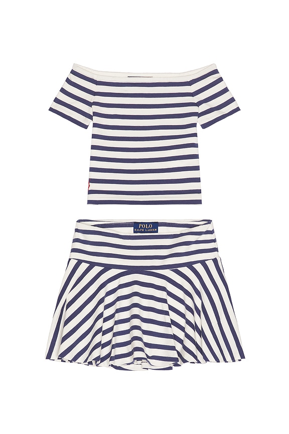 view 1 of 2 CONJUNTO DE CAMISA Y FALDA in Deckwash White & Light Navy