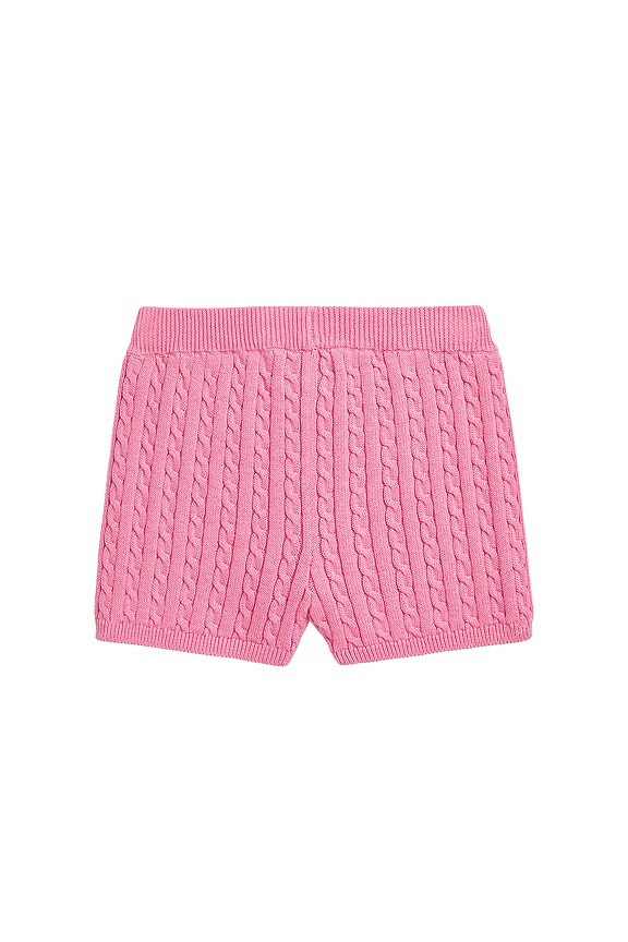 view 2 of 5 Kids Cotton Mini Cable Knit Short in Laguna Pink & Tiller Green