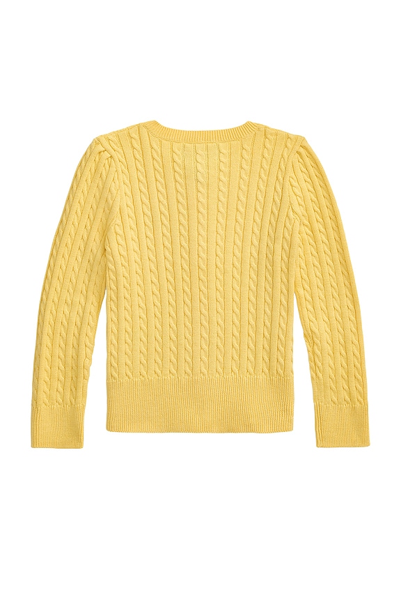 view 2 of 2 CÁRDIGAN DE ALGODÓN DE PUNTO CABLE in Corn Yellow & Laguna Pink