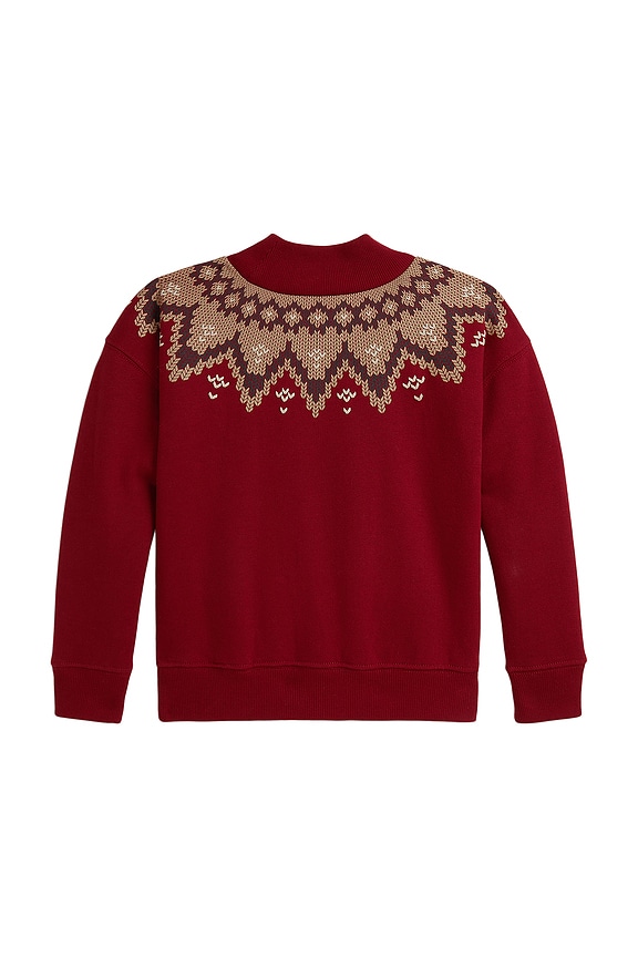 view 2 of 2 Long Sleeve Lightweight Fleece Mockneck Bubble Sweatshirt in Holiday Red