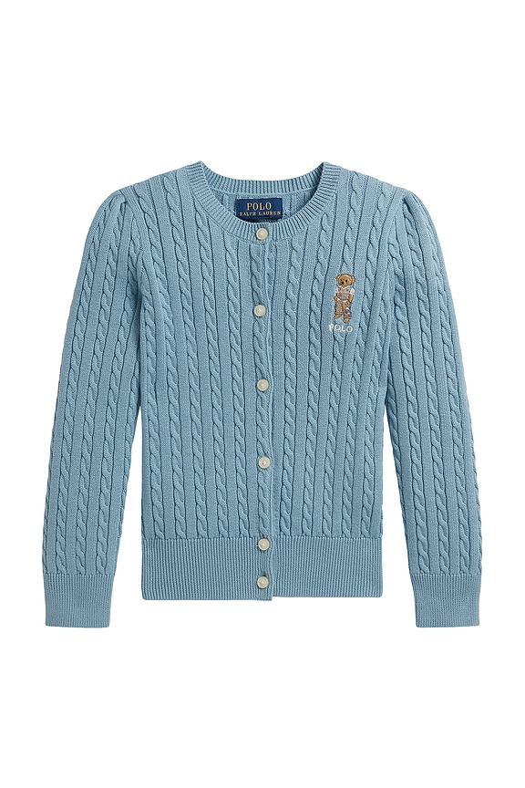 view 1 of 2 CÁRDIGAN in Cassidy Blue With Bear Embroidery