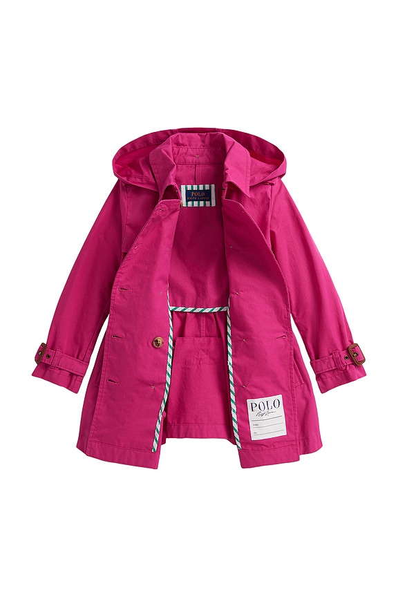 view 2 of 2 Kids Long Sleeve Cotton Trench Coat in College Pink