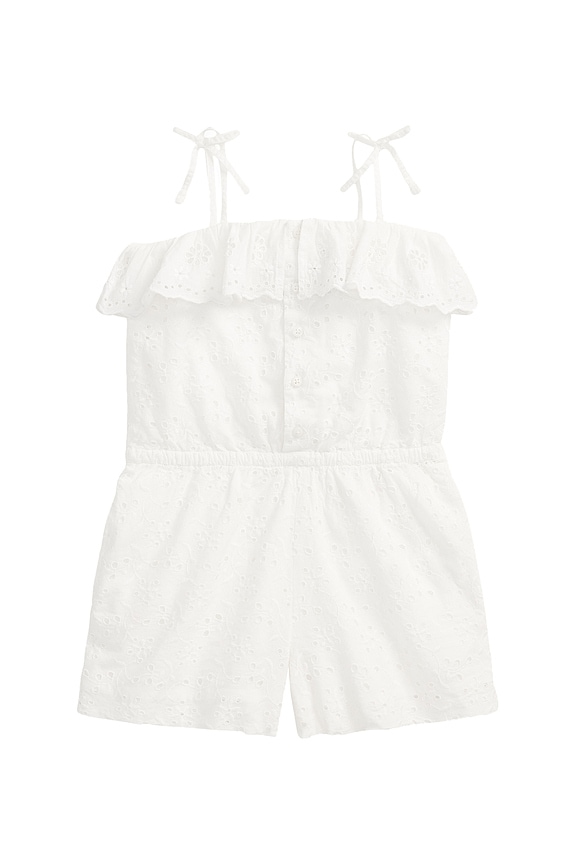 view 2 of 2 Kids Sleeveless Eyelet Romper in White