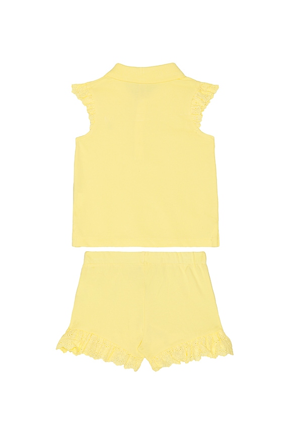 view 2 of 2 Sleeveless Stretch Mesh Eyelet Polo Shirt With Short in T-bird Yellow