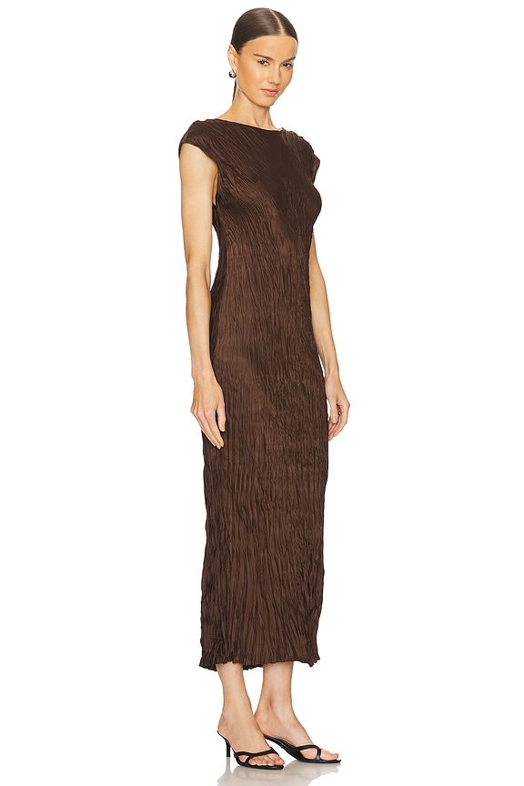 view 2 of 4 VESTIDO LARGO SHORT SLEEVE in Dark Brown