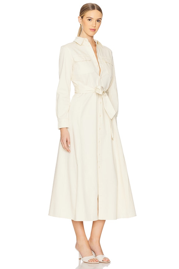 view 2 of 3 Belted Cotton Twill Shirtdress in Vanilla Cream