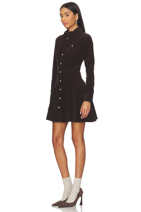 view 2 of 5 Cotton Corduroy A-line Shirtdress in Dark Beech