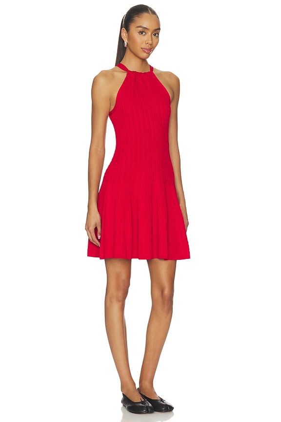 view 2 of 4 Viscose Blend Halter A Line Dress in Cruise Red