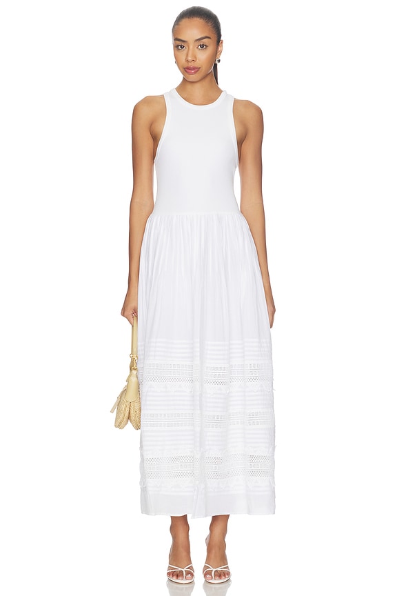 view 2 of 3 Voile Crew Neck Fit & Flare Dress in White