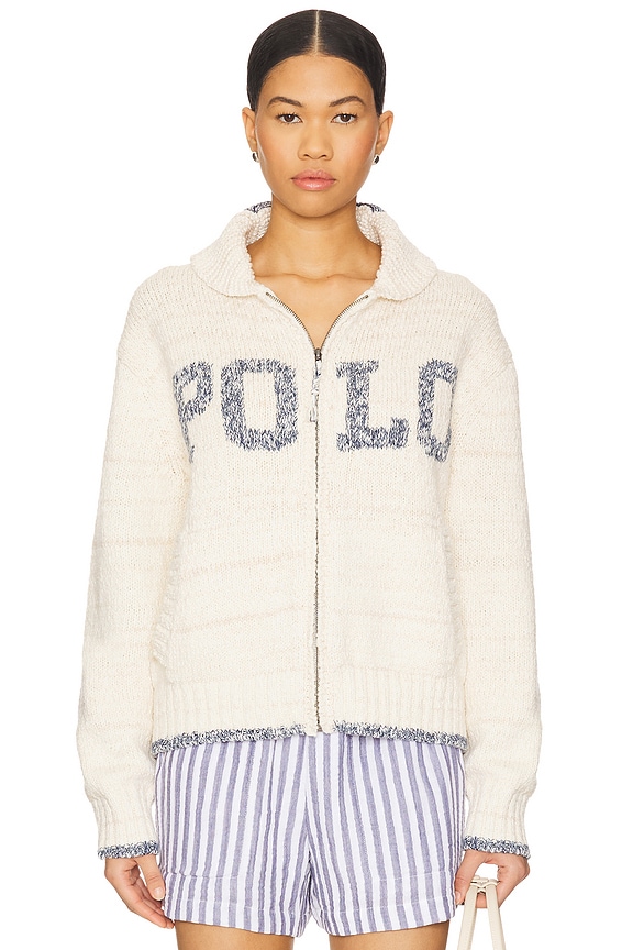 view 2 of 5 Cotton Blend Collared Top in Cream & Blue Multi