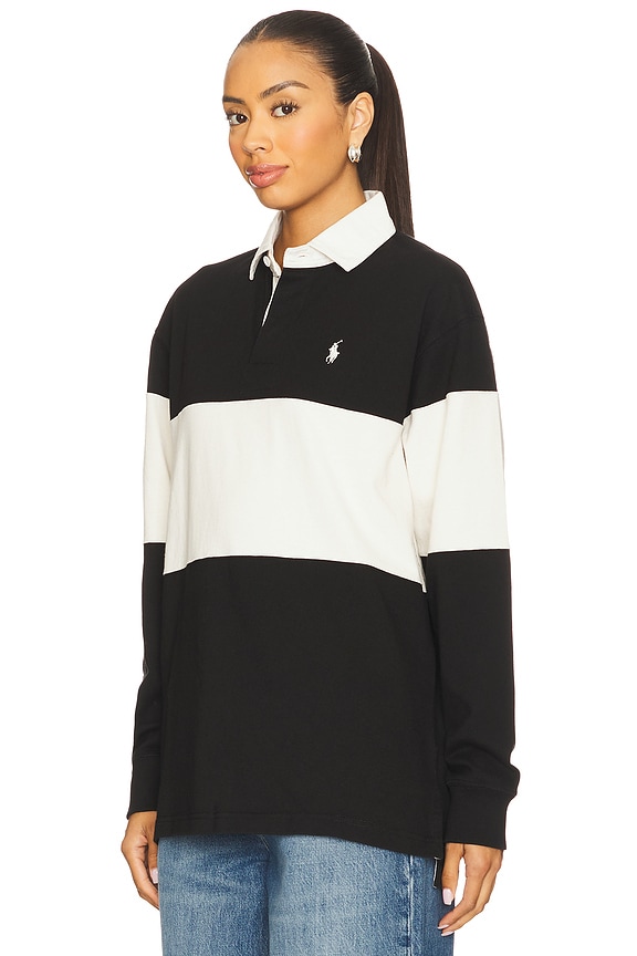 view 2 of 4 Color-Blocked Cotton Jersey Rugby Shirt in Polo Black & Deckwash White