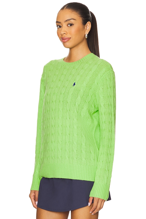 view 2 of 4 Cable Wool Cashmere Crewneck Sweater in Apple Green