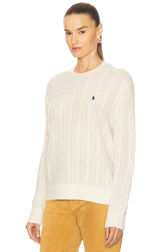view 2 of 5 Cable Wool Cashmere Crewneck Sweater in Classics White