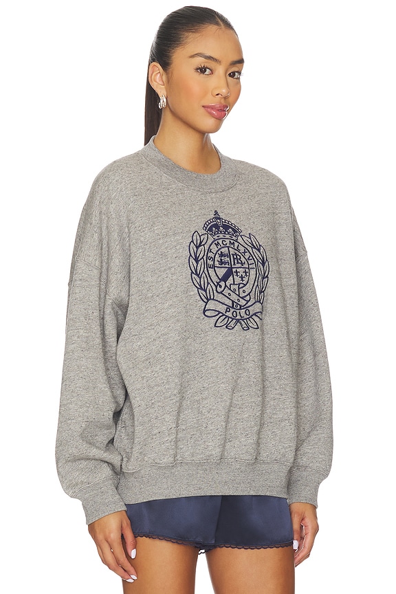 view 2 of 4 Embroidered Crest Fleece Crewneck in Dark Vintage Heather