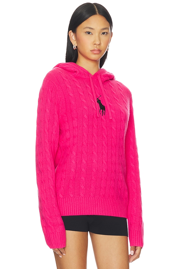 view 2 of 5 Pink Pony Wool Cashmere Hood Sweater in Wild Raspberry