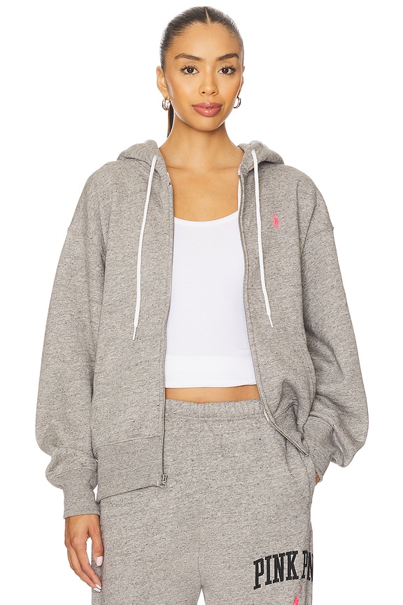 view 2 of 7 Pink Pony Vintage Hood Full Zip Sweatshirt in Dark Vintage Heather