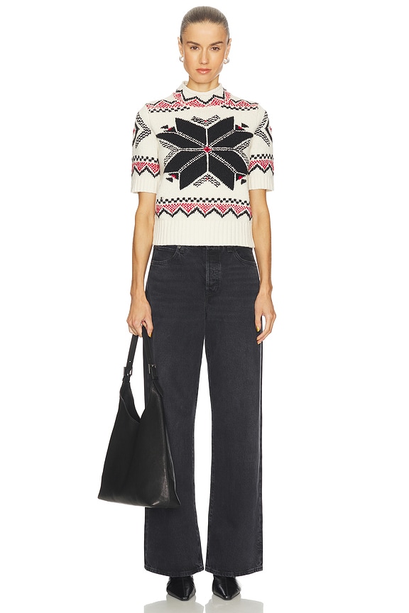 Polo Ralph Lauren Snowflake Mockneck Short Sleeve Sweater in