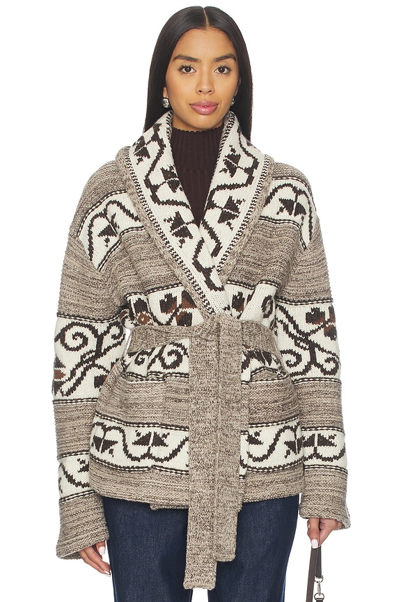 view 2 of 5 Wool Blend Shawl Collar Cardigan Sweater in Natural Multi