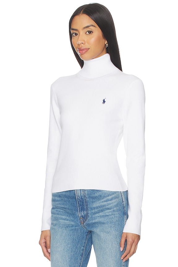 view 2 of 5 Pima Cotton Shrunken Long Sleeve Turtleneck Pullover in White