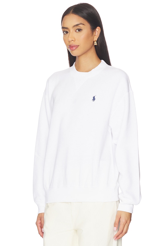 view 2 of 5 Arctic Fleece Knit Long Sleeve Crew Neck Sweatshirt in White