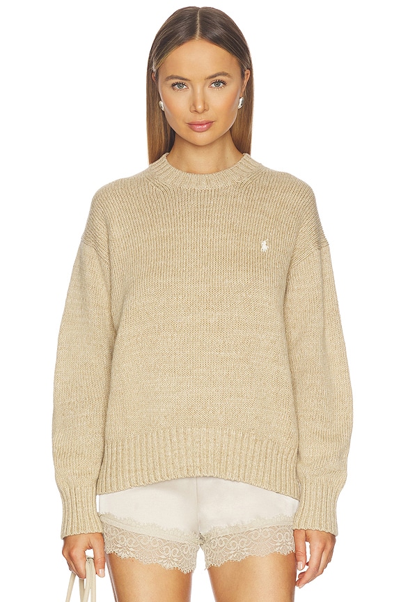 view 2 of 6 Cotton Crew Neck Pullover in Tan Heather