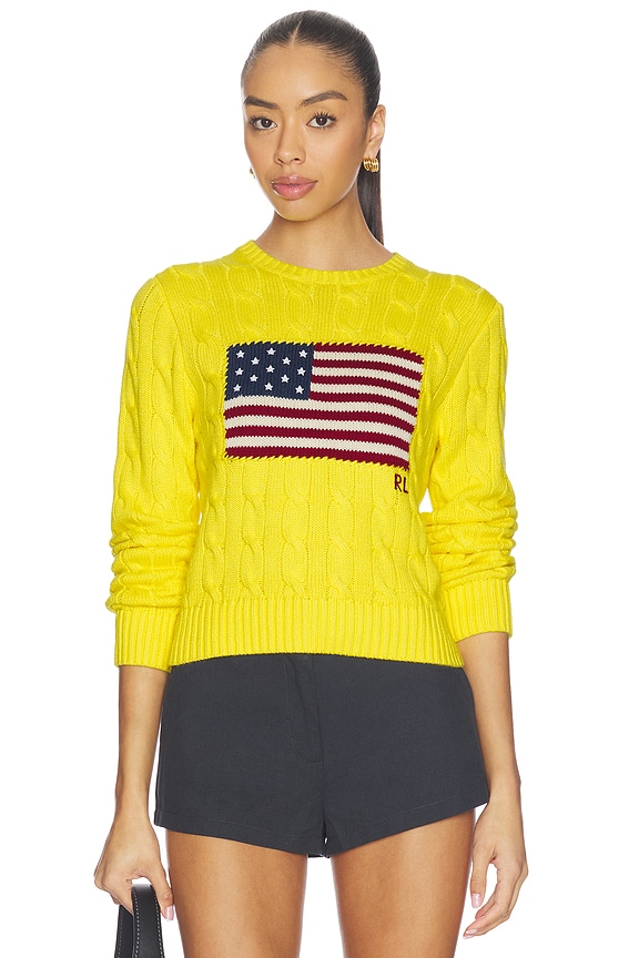 view 2 of 6 Cotton Crewneck Pullover Sweater in Lemon Crush