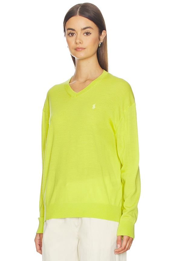 view 2 of 5 Merino V Neck Sweater in Peridot Green