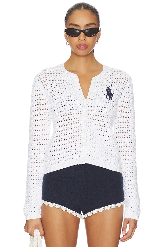 view 2 of 6 Cotton Long Sleeve Cardigan in White