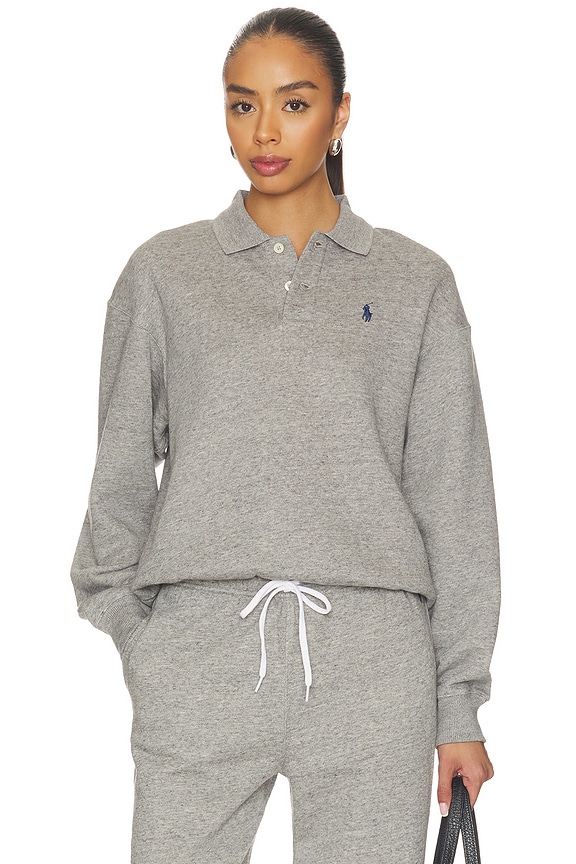 view 1 of 5 Arctic Fleece Polo Sweatshirt in Dark Vintage Heather
