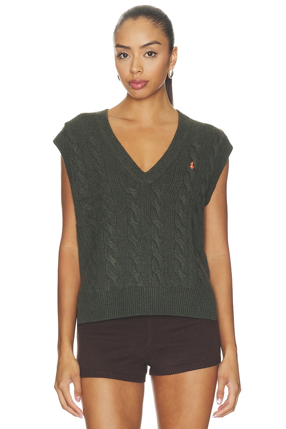 view 2 of 6 Wool Cashmere Sleeveless Pullover in Olive Umber Heather