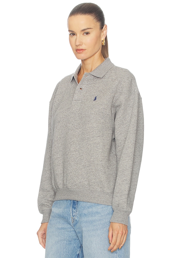 view 2 of 5 Fleece Polo Long Sleeve Sweater in Dark Vintage Heather