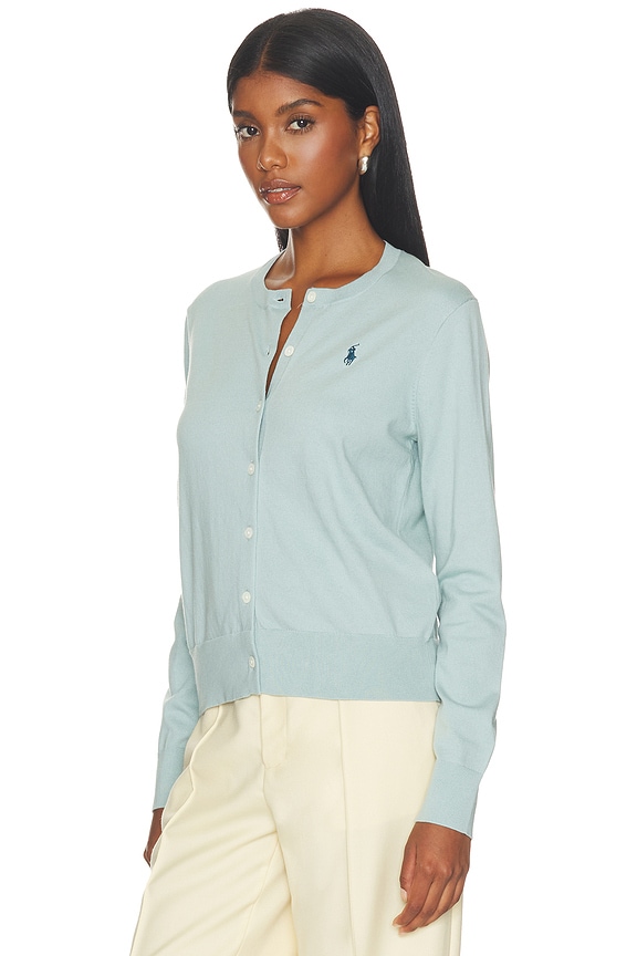 view 2 of 5 Pima Cotton Long Sleeve Cardigan in Cast Green
