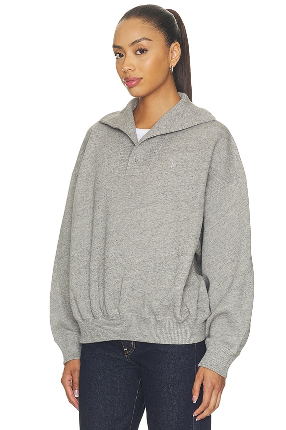 view 2 of 5 Arctic Fleece Knit Long Sleeve Mock Neck Sweatshirt in Dark Vintage Heather