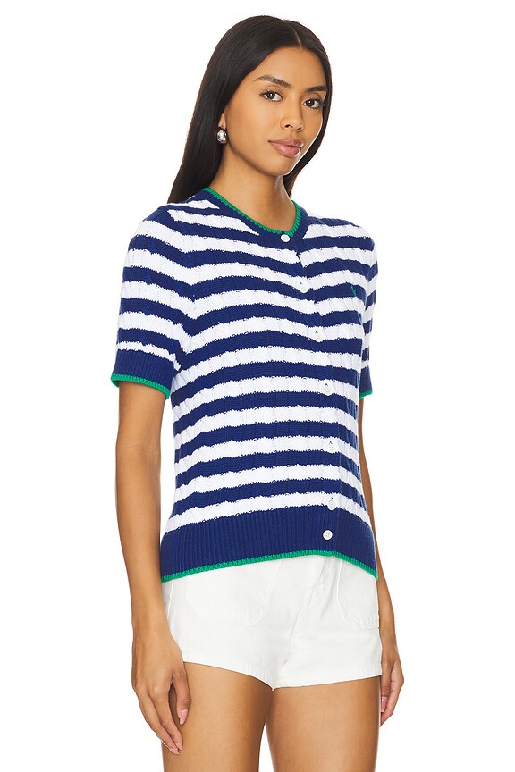 view 2 of 4 GILET MANCHES COURTES in Blue Yacht & White