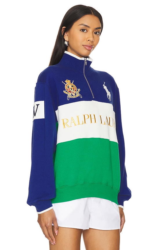 view 2 of 6 SWEAT HALF ZIP in Blue Yacht, Deckwash White & Green