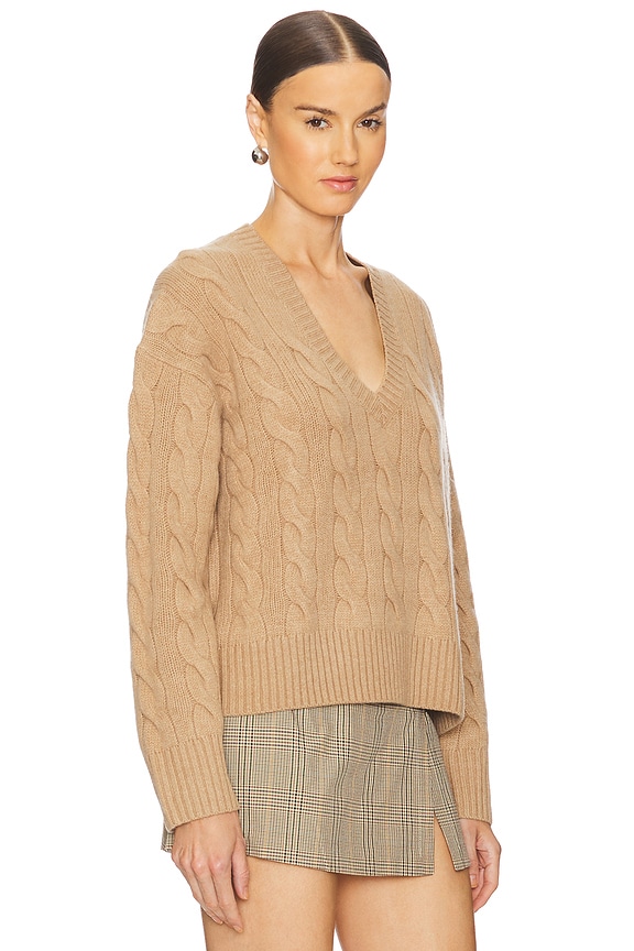 view 2 of 4 Cable Knit Long Sleeve Pullover in Camel Melange