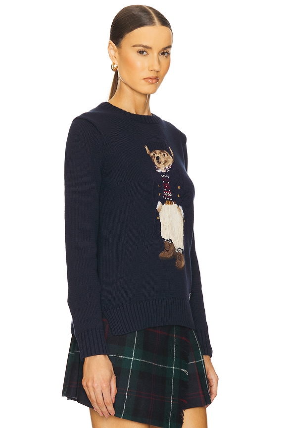 view 2 of 4 Polo Bear Cotton Crewneck Sweater in Hunter Navy Multi