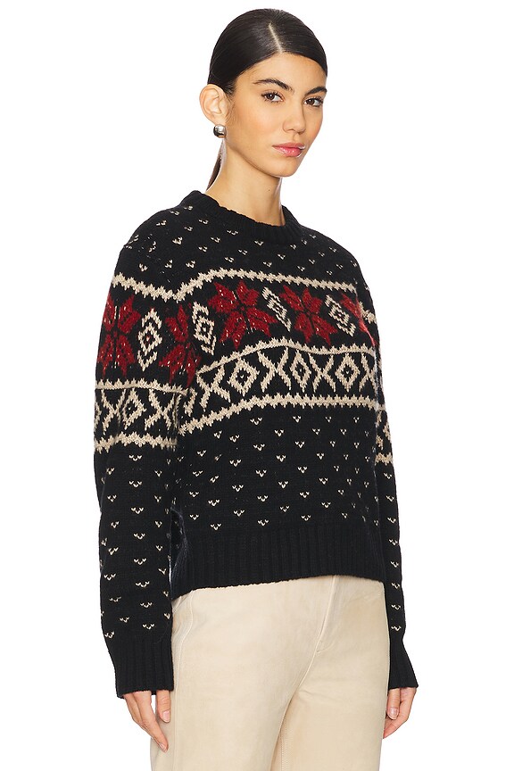 view 2 of 4 Snowflake-motif Wool Crewneck Sweater in Black Multi