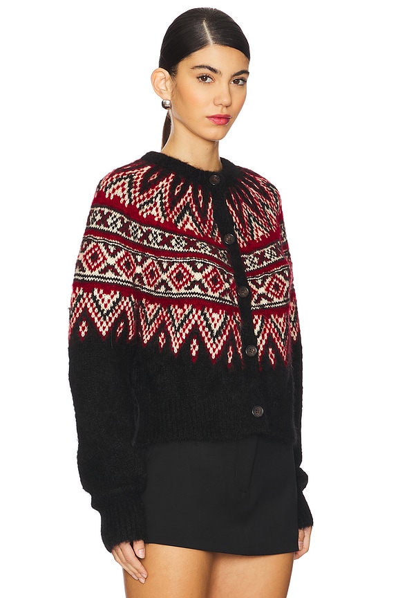 view 2 of 4 КАРДИГАН ИЗ СМЕСОВОЙ АЛЬПАКИ FAIR ISLE in Black Multi