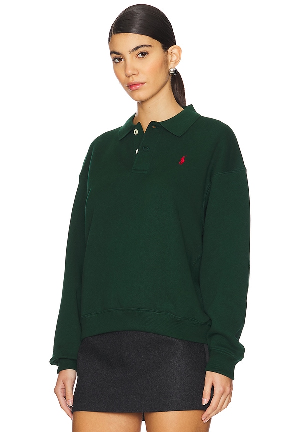 view 2 of 4 POLO-COLLAR フリースプルオーバー in College Green