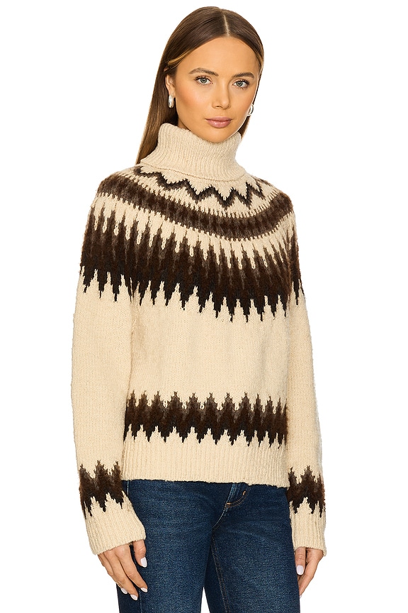 view 2 of 4 Fair Isle Wool-blend Turtleneck in Cream Brown Multi