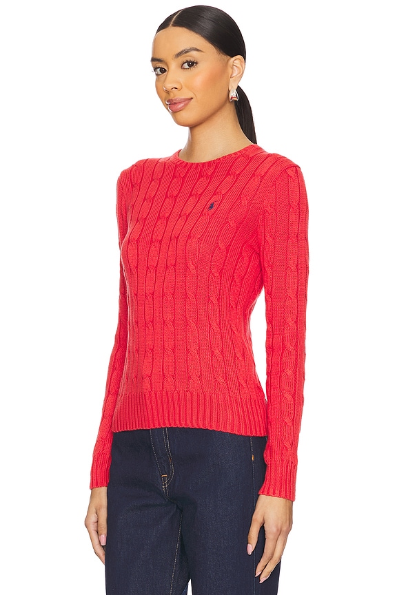 view 2 of 5 Cable-knit Cotton Crewneck Sweater in Starboard Red