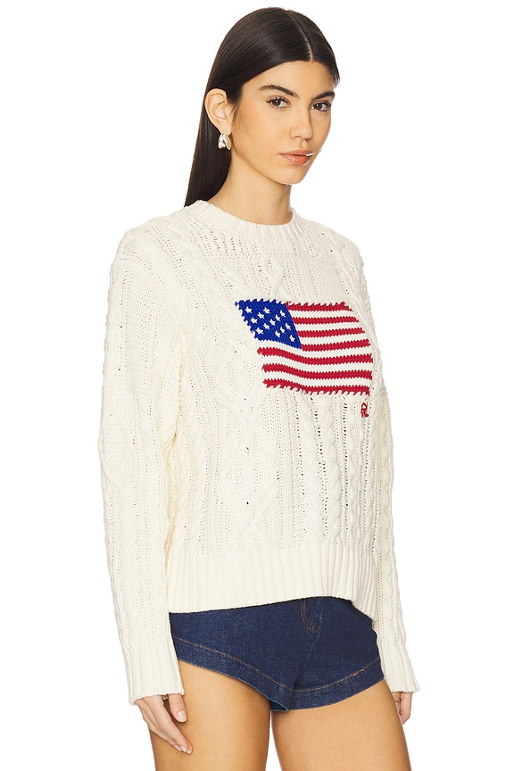 view 2 of 5 アランニットフラッグコットンセーター in Cream