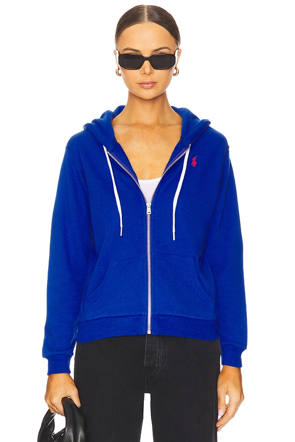 view 2 of 5 Cotton Fleece Full-zip Hoodie in Blue Saturn