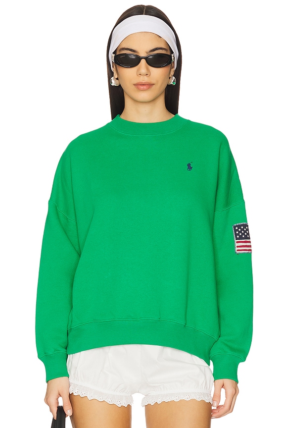 view 2 of 6 Oversize Logo Fleece Crewneck in Bright Clover