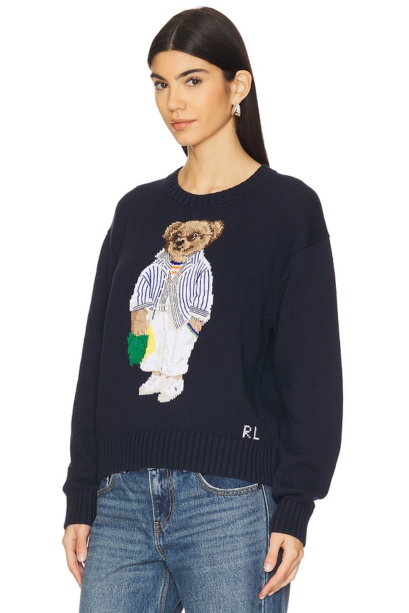 view 2 of 5 Polo Bear Cotton Crewneck Sweater in Hunter Navy Multi