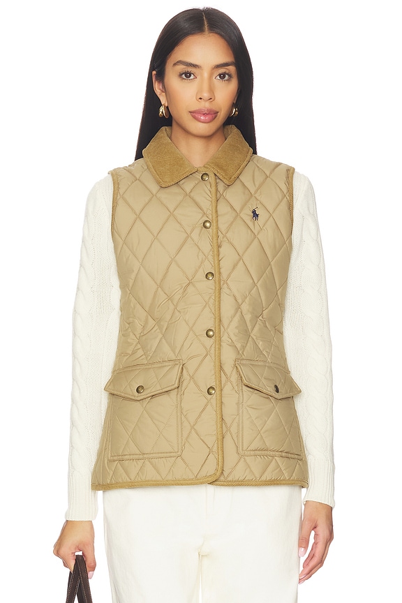 view 2 of 6 Matte Fine Polyester Woven Vest Coat in Desert Khaki